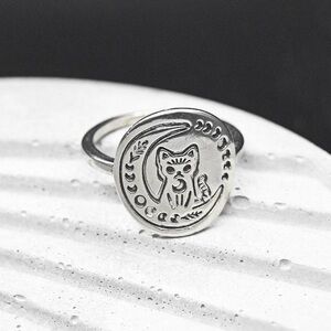 Cat and Moon Ring